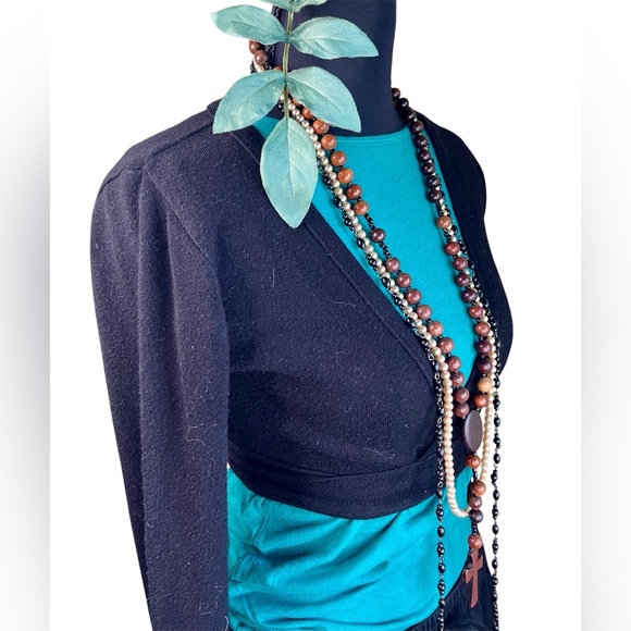 VINTAGE Y2K LONG SLEEVE BALLET WRAP SWEATER - Picture 1 of 9